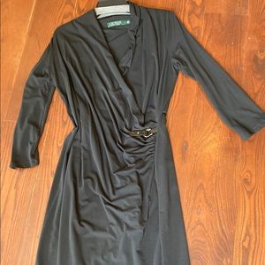 Lauren black faux wrap dress